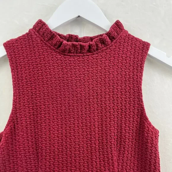 Anthropologie Ganni Burgundy Pinnacle Pleated Sleeveless Fit & Flare Dress  XS - Picture 3 of 15